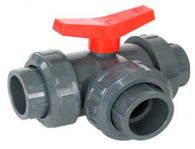 Valvula Bola PVC/ CPVC 3 Vías Uso Industrial